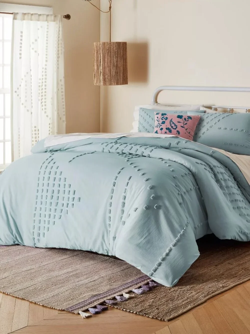 new Wild Sage™ Michaela Tufted Triangles 2-pc TWIN Duvet Cover Set - ETHER GREEN